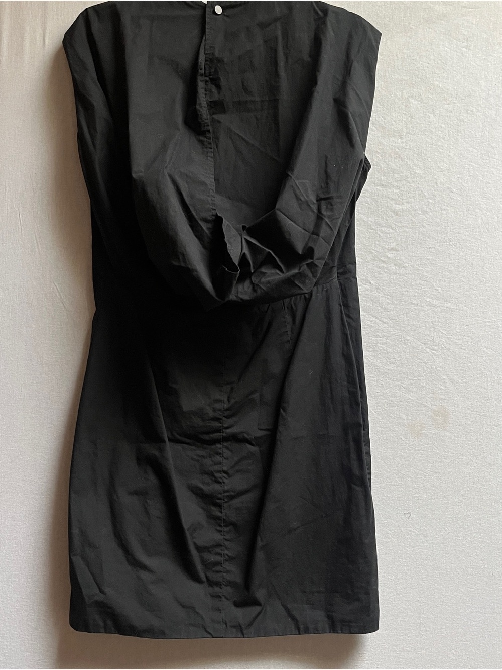 JNBY Classic Black Cap-Sleeve Shift Cotton Poplin Midi Dress Size M